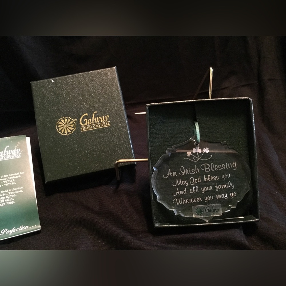 Irish Crystal Galway Crystal Clear Glass Irish Blessing Ornament